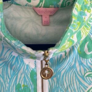 Lilly Pulitzer Aqua and Lime Quarter Zip